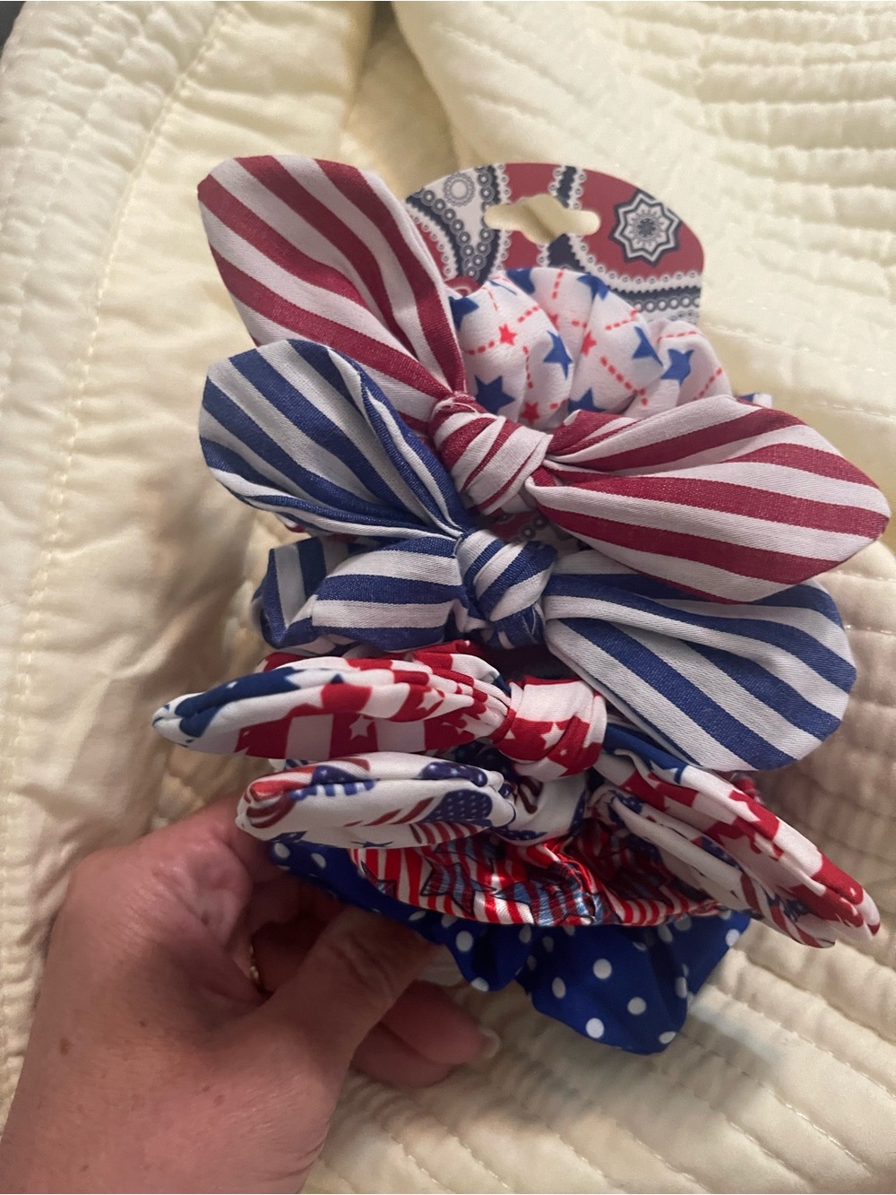 Social Strand Hair Scrunchies - Red, White & Blue